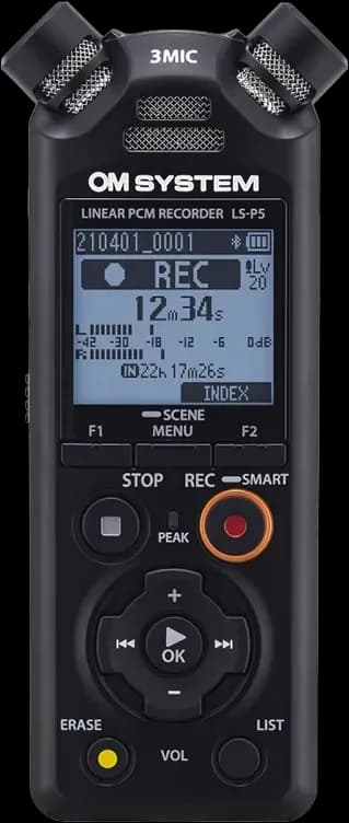 OM System LS-P5 Linear PCM Recorder – front view