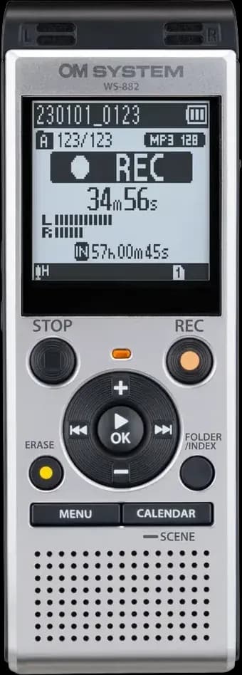 OM System WS-882 Stereo Voice Recorder – front view