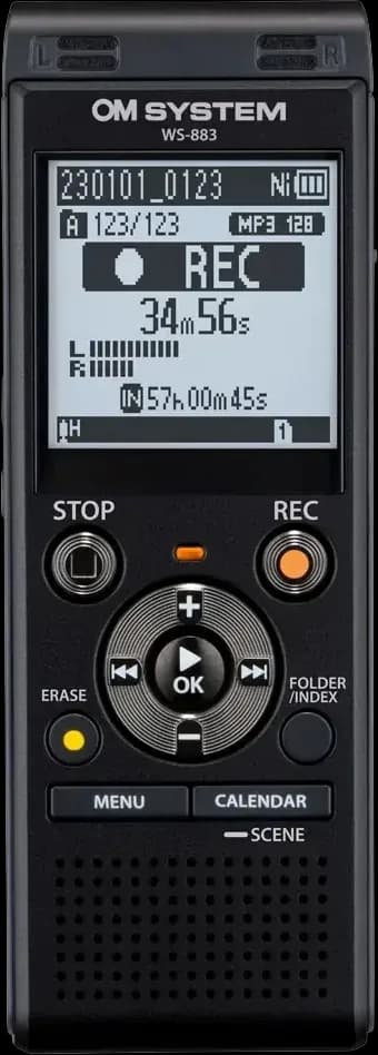 OM System WS-883 Stereo Voice Recorder – front view