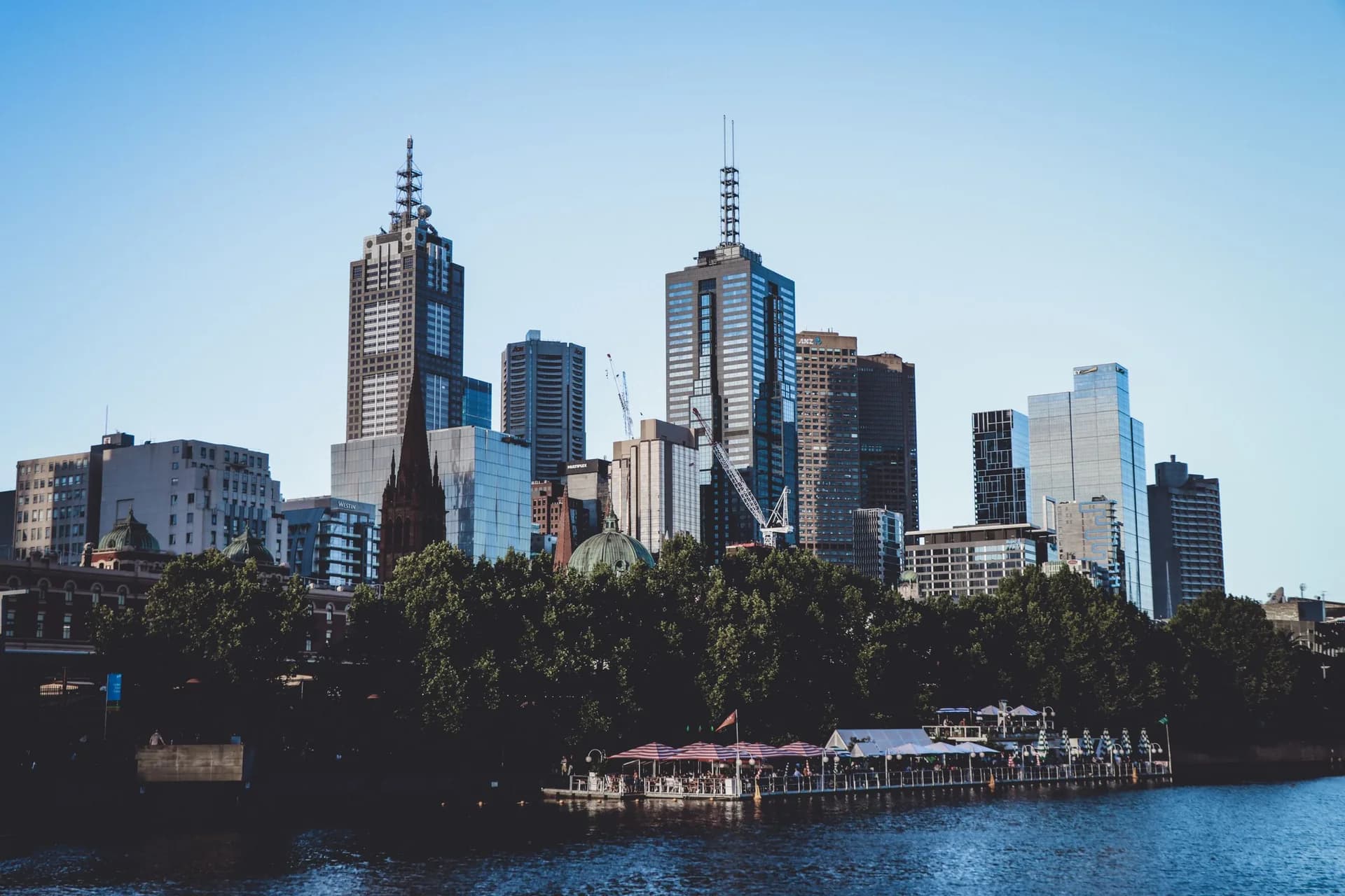 Melbourne city skyline across the water