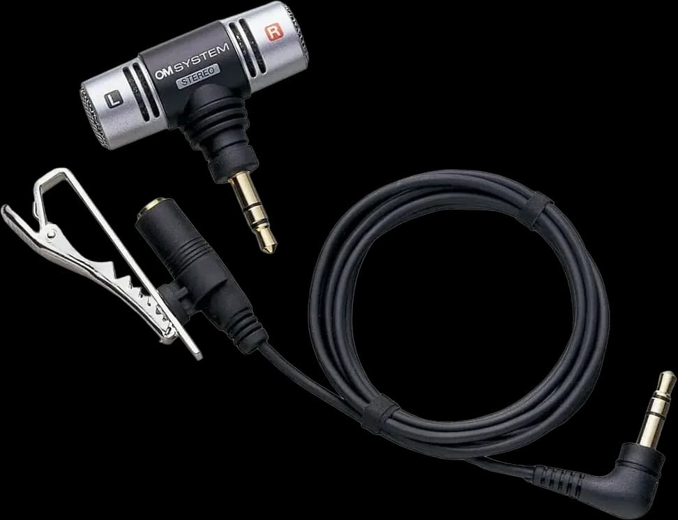 OM System ME51SW Stereo Lapel Microphone Set – front view