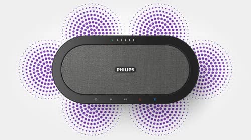 360° recording with high-quality 6-array microphone for clear meeting recordings