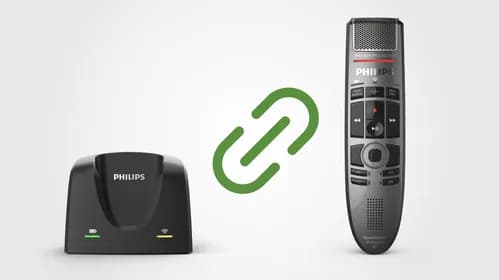 Easy pairing with a SpeechMike Premium Air for flexible use over multiple work stations